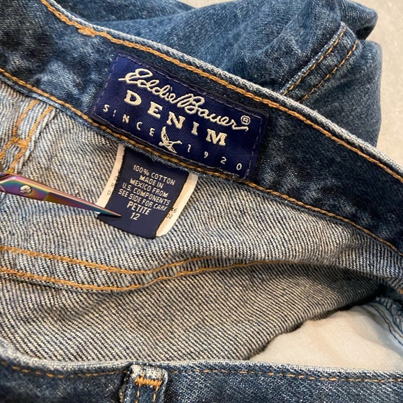 Eddie Bauer Heavyweight Blue Cotton Denim Straight Leg High Waist Jeans Size 12P - Picture 12 of 12